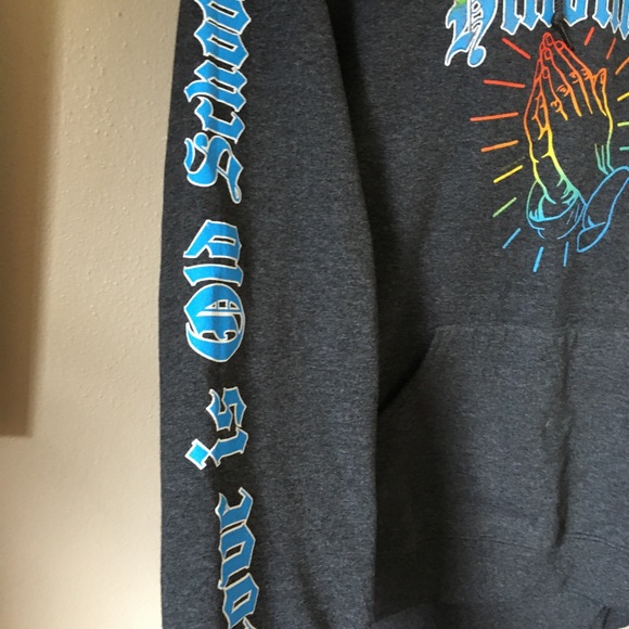 Gwen Stefani Rainbow Anaheim Hillbillies gray pullover hoodie sweat jacket Sz M - Picture 4 of 8
